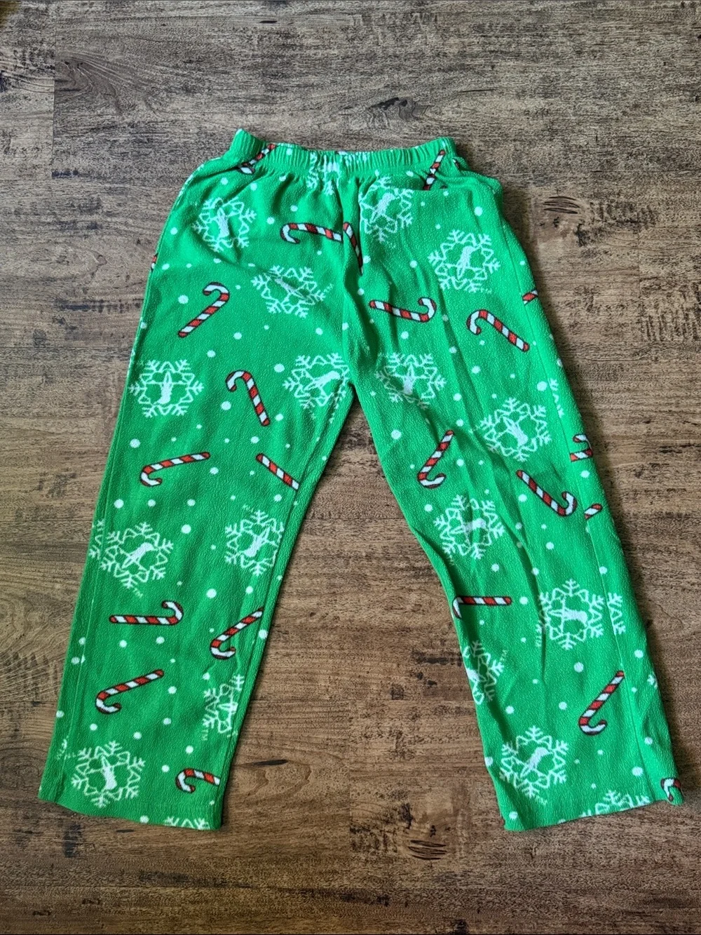Kids Green Elf Stripe Pajama Set with Candy Cane Print